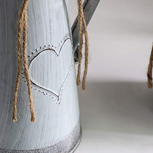 Fovasen Metal Milk Jug Large Galvanized Pitcher Love Vase, French Style Decorative Flower Vase With Unique Design For Farmhouse Decor - 11" #TOP3