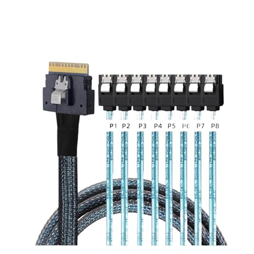 2025 PCI-E S/AS 4.0 SFF-8654 8i a 8X SATA Cord 1m miniatura 2