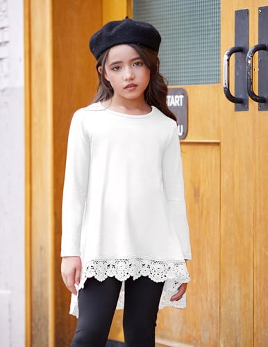Image of Arshiner Girls Tunic Tops Casual Basic Loose Soft Swing Pullover Long Blouse T-Shirt Tee