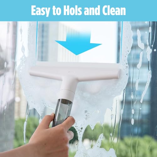 Image of Professional Window Cleaner - Glass and Glass Surface Cleaner - Window Cleaning Squeegee Kit - Window Vacuum Cleaner Squeegee Includes Microfiber Cleaning Cloth, Blade and Sponge Head