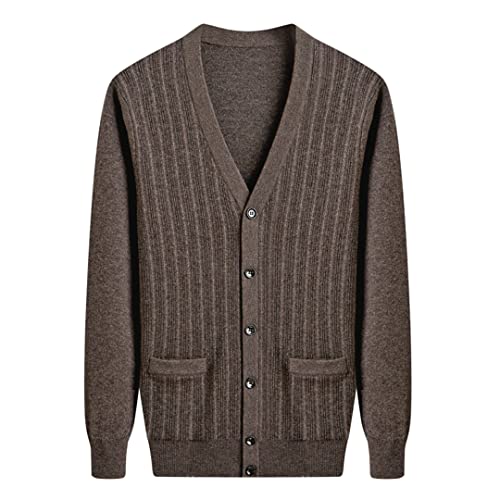 Moda Primavera Otoño Cachemira Hombres Grande Cardigan V-cuello Suéter de Punto Abrigo, B, 4XL