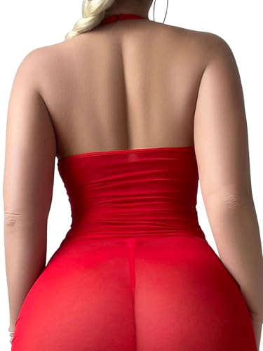 Image of Foxiny Sexy Chain Sheer Mesh Ruched Bodycon Mini Lingerie Dress with Thong 2 Piece Set Outfits