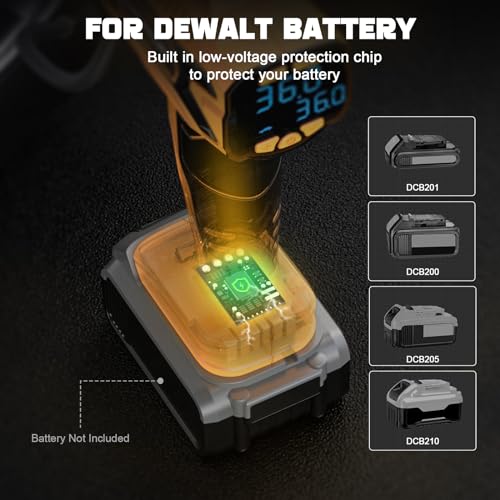 Image of Tire Inflator Air Compressor Compatible with DeWalt 20v Max Battery Power,160PSI Cordless Portable Electric Air Pump (Yellow)