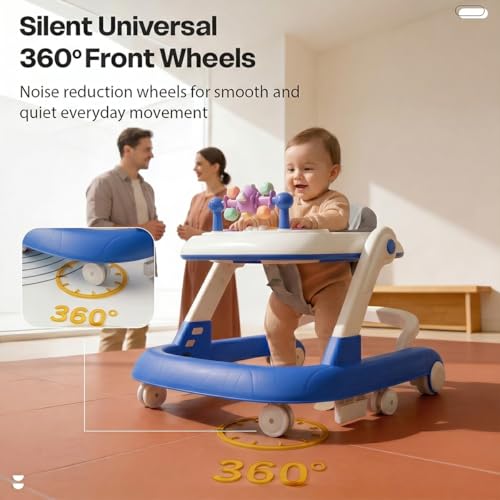 Image of StarAndDaisy Baby Walker for 6-18 Month Baby Boy & Girl /Height Adjustment, Musical Tray & Speed Control /Baby Walker for Kids with Safety Wheels and Comfortable Seat -Blue