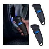 Kewucn 2 PCS Digital Tire Pressure Gauge, 150 PSI 4 Settings for Auto Truck Bicycle, Accurate Tire Pressure Tool with Backlit LCD&Non-Slip Grip, Universal Car Accessories for Pressure Check (Black)