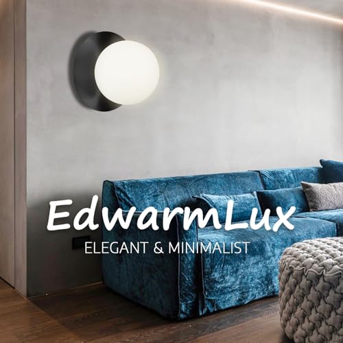 Image of Edwarmlux 1 Light Wall Sconce, Mid Century Modern Globe Wall Sconce, Ceiling Light Fixture, Vanity Light Fixture, Indoor Wall Light for Living Room Bedroom Hallway Bathroom Entry (Matt Black)