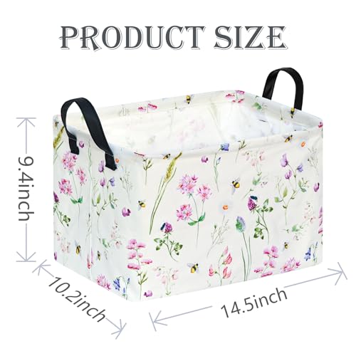 Image of Rectangle Gift Shelf Nursery Storage Basket Laundry Hamper Storage Box and Bins for Home Clothes with Handles