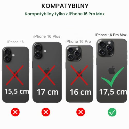 TENDLIN Magnetyczne etui kompatybilne z iPhone 16 Pro Max, etui z wzorem drewna z teksturą włókna węglowego, skórzane hybrydowe smukłe etui (kompatybilne z MagSafe), czarne