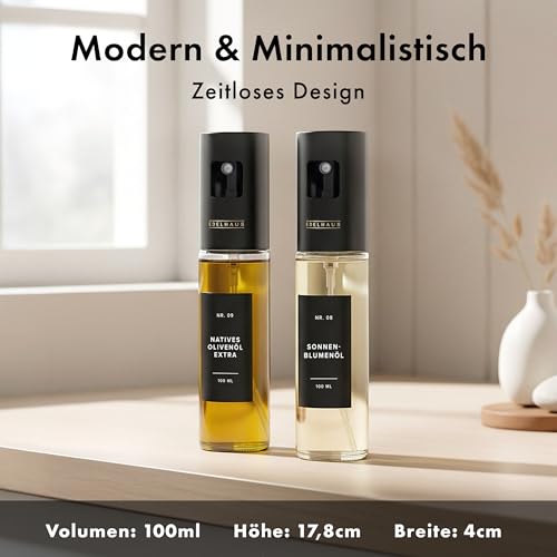 EDELHAUS Ölsprüher Edelstahl & Glas, Öl-Sprühflasche für Speiseöl & Essig – Ansicht 2
