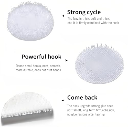 NJCXOLA 400 Klettpunkte Selbstklebend,20mm Weiß klettpunkte Punkte,Klettverschluss Selbstklebend Rund,Self Adhesive Klettband Klettstreifen für Schule Lernmaterial,Weihnachtskarten, Klettmappen