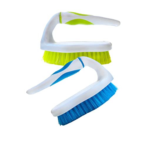 Scrubbing Brush Heavy Duty Hand Scrubber with Stiff Hand Scrub Deck Brush and Stiff Bassine Bristles - Ideal Floor Brush Decking Home Care & Cleaning Colour green white - blue white Random color 1Pack