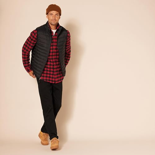 Image of Amazon Essentials Men's Regular Fit Long-Sleeve Flannel Shirt, Soft Brushed Cotton, Lightweight yet Warm