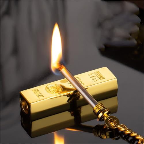 Encendedor permanente de pedernal con llavero, dorado