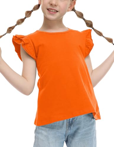 Image of Arshiner Girls Shirts Ruffle Short Sleeve Summer Cute Casual Crewneck Tops Blouse Tee