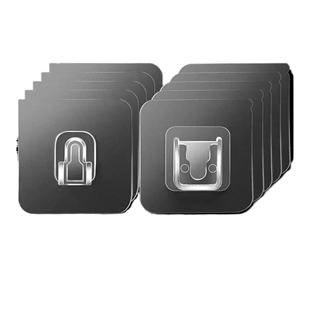 Gentryroo Men's 5Pairs(10Pcs). Clear Square Adhesive Hook Pair Punch Free Traceless Interlocking Wall