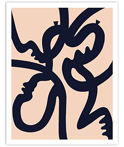 Printsmo, True Love, Blue and Peach abstrakte figurative minimalistische moderne Kunstdruck-Poster, zeitgenössische Wandkunst für Heimdekoration, 27,9 x 35,6 cm, ungerahmt Cover