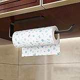 MUJUZE Küchenrollenhalter hängend Ohne Bohren Schwarz,Küchenrollenhalterung Wand Wandmontage,Halter für Küchenrolle,Papierrollenhalter selbstklebend ,Küchenrollen Halterung Wandrollenhalter Für Küche