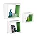 Produktbild Relaxdays Wandregal 3er Set quadratisch 25cm Tiefe Bücher CDs DVDs Wohnzimmer Kinderzimmer Deko, weiß-grün