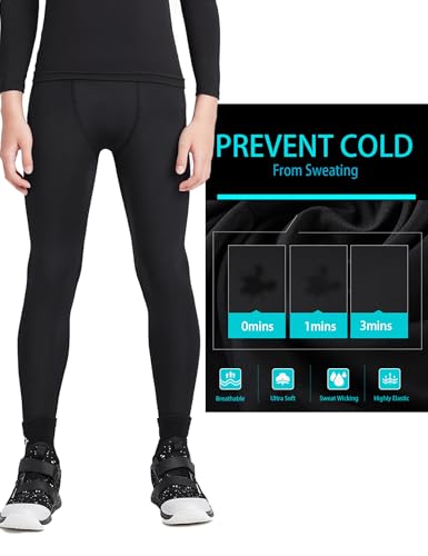 Dalavch 3 Pack Youth Boys Compression Pants Leggings Tights Athletic Base Layer Gear For Kids Football Basketball Sports 3 Black Medium thumb #1