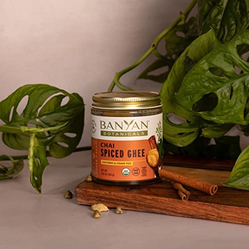 Banyan Botanicals Chai Spiced Ghee – Cultured Organic Ghee (Clarified Butter) With Cinnamon & Cardamom – Tasty Oil & Butter Alternative For Cooking & Baking – 5.65 Oz – Non-Gmo Gluten Free Vegetarian #TOP3