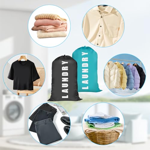2 Pcs Large Laundry Bags, 24" x 36" Travel Laundry Bags for Travelling, Portable Waterproof Dirty Clothes Bags with Drawstring for Home Dormitory Bathroom Camping Holiday Travel Essentials - Image 4