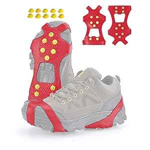 XZSUN Ice cleats，Snow Ice Traction Shoe Boot Cleats， Anti Slip 10-Studs Silicone Rubber Crampons for Footwear