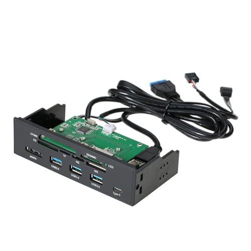 Quystetes Lector de Tarjetas de 5,25 Pulgadas Lector de Tarjetas Interno Medios Tablero Multifunción PC Panel Frontal Tipo-C USB 3.1 USB 3.0