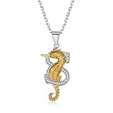 ChicSilver 925 Sterling Silber Seahorse Halskette für Frauen Initial S Anhänger Tier Schmuck mit Kette Boho Schmuck für Mädchen