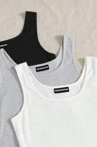 Image of Women's 1x1 Rib Cotton Stretch Tank Top Sleeveless Basic Vest Pack of 3