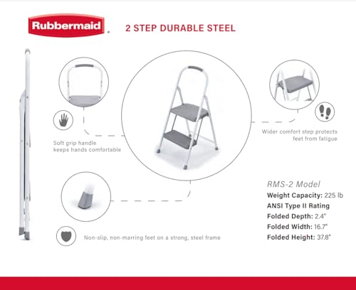 Rubbermaid RMS-2 2-Step Steel Step Stool Ladder thumb #2