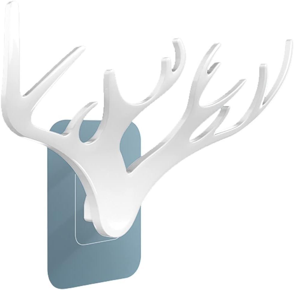 Wall Hook，Door Hook, Wall Hooks Wall Hooks for Hanging White Solid Color Deer Head Sticky Hook, European Style Wall Decoration, Ladies Jewelry Storage Rack, Multipurpose Utility Hook(Blue)