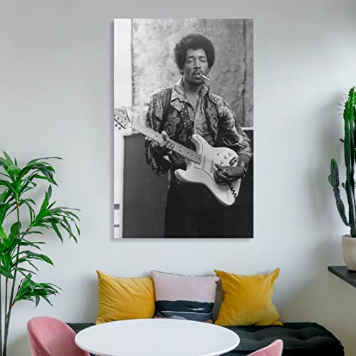 Flowerwine Jimi Singer Hendrix Poster Canvas Wall Art Room Decor Picture For Bedroom Office Bar And Dormitory 16X24Inch(40X60Cm) #TOP5