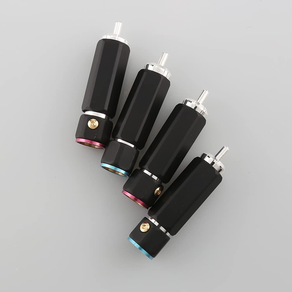 Viborg 4 Connettori RCA Maschio Placcati Argento Per Cavi Fino A 9 Mm – Saldabili, Trasmissione Stabile Per Audio Hi-Fi