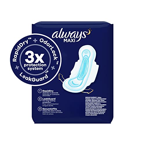 Image of Always Maxi Feminine Pads For Women, Size 5 Extra Heavy Overnight Absorbency, Multipack, With Wings, Unscented, 36 Count x 3 Packs (108 Count total)