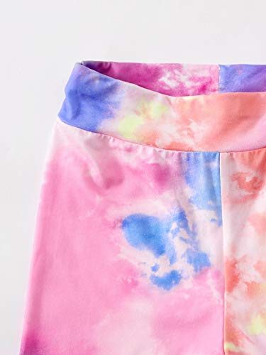 Image of SOLY HUX Girl's Tie Dye Short Sleeve Round Neck T Shirt and Biker Shorts 2 Piece Summer Outfit