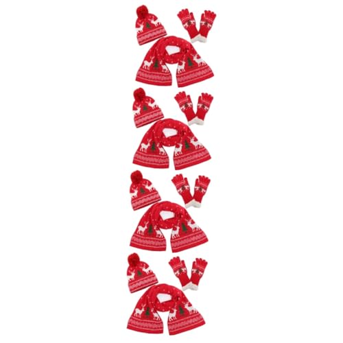 Bonnet écharpe gants tricotés adultes pour ski et activités extérieur - Lot de 4