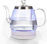 Glass Electric Kettle 1.2L Fast Boil – Plastic Free Glass Kettle with Stainless Steel Heating Plate, Quiet LED Electric Kettle for Tea & Coffee, Portable Water Boiler for Home