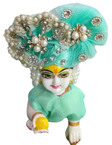 Image of Partish Laddu Gopal Heavy Janamashtmi Poshak with Pagdi, Patka and Choli (Size 5) l Ladoo Gopal Dress l Bal Gopal l Kanha Ji Thakur Ji Dress(Green)