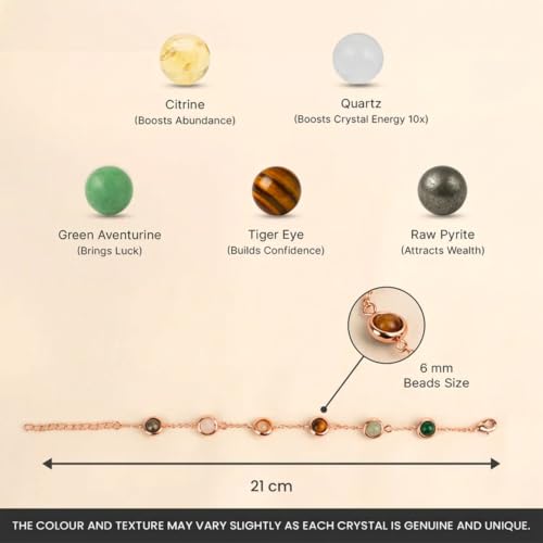Image of Astrotalk Dhan Yog Bracelet |Attracts Wealth & Prosperity | Manifest Wealth with Citrine, Jade, Tiger Eye, Clear Quartz & Pyrite Stone | Bracelet for Man & Woman | Gift for Man & Woman