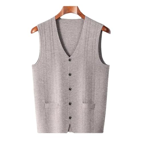 Men's Office Classic Sleeveless Knitted Cardigan Casual V-Neck Single Breasted Solid Wool Suit Vest3