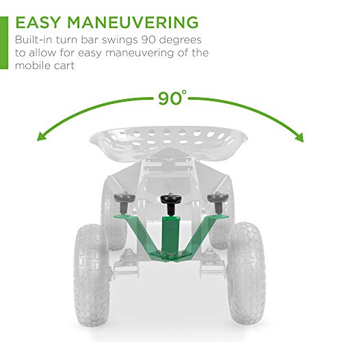 Best Choice Products 4-Wheel Garden Cart Mobile Rolling Work Seat W/Tool Tray, Storage Basket, Rubber Tires - Green #TOP5
