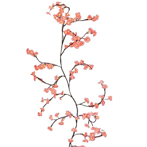 Qfdiwr - Guirnalda luminosa de rama de árbol | flores rosas rama de sauce con luces LED | 8 modos decoración de pared interior | Decoración para salón, dormitorio, Navidad, fiesta