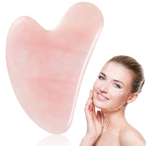 Rose Quartz Gua Sha Facial Tools, TOOVREN Face Massager Gua Sha Stone Gua Sha Board Face Stone Gua Sha Massage Tool Face Gua Sha Scraping Tool for Beauty & Personal Care