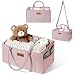 Zooawa Baby Portable Diaper Changing Pad, Lightweight Waterproof Travel Diaper Clutch, Diaper Changing Mat Station with Mesh Pockets and Padded Head Rest, Pink
