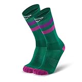 Splends Laufsocken Basic Stripes Grün Damen & Herren - lang bunte Laufen Triathlon Rennrad Socken - Geschenk für Vater Mama Papa Mann Freund Freundin Eltern 43-46 (42)