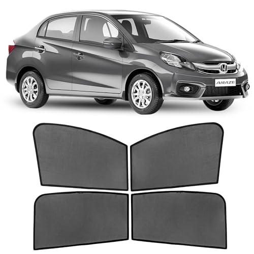 Image of AutoStory Custom Fit Non-Magnetic Cotton Mesh Car Sunshade for Amaze 2011-2017 | UV & Heat Protection Car Window Curtains | Privacy Car Sun Shade | Breathable Vehicle Specific Side Window Shades