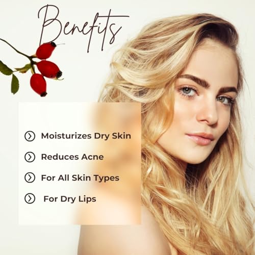 Image of Rosehip Seed Oil Cold Pressed For Face, Skin, Hair & Body, Collagen Pure & Natural with Glass Dropper 30ml