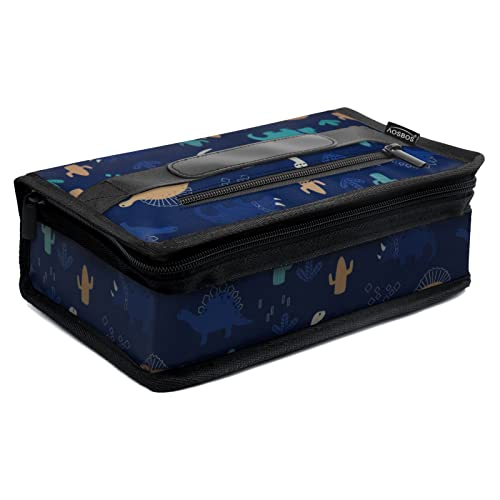AOSBOS Sac Isotherme Repas Enfant Mini Sac à Lunch Convient au Sac a Dos Isotherme Sac à Lunch Isolé pour Garçons Filles Femmes Hommes, Idéal pour l'École Bureau Voyage, L'ère des Dinosaures & Bleu Cover