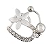MSmask New Fashion Flower Rhinestone Heart Dangle Ball Belly Button Navel Ring Bar Barbell Body Piercing Jewelry