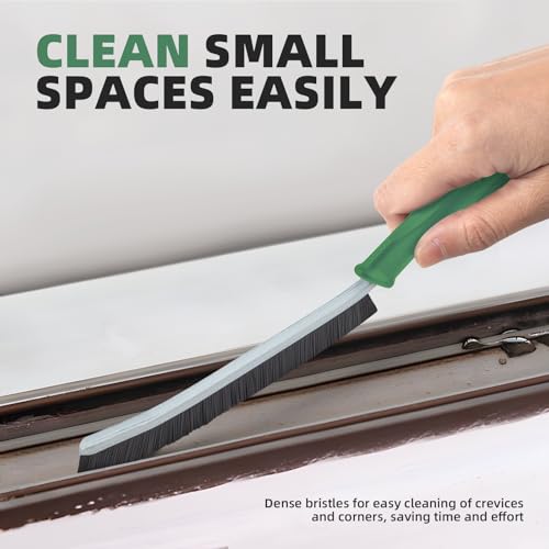 Image of FOOGWEE Hard Bristle Crevice Cleaning Brush - Cleaning Supplies - Grout Cleaning Brushes for Household Use - Crevice Cleaning Tool for Bathroom, Home and Kitchen (3, Green)